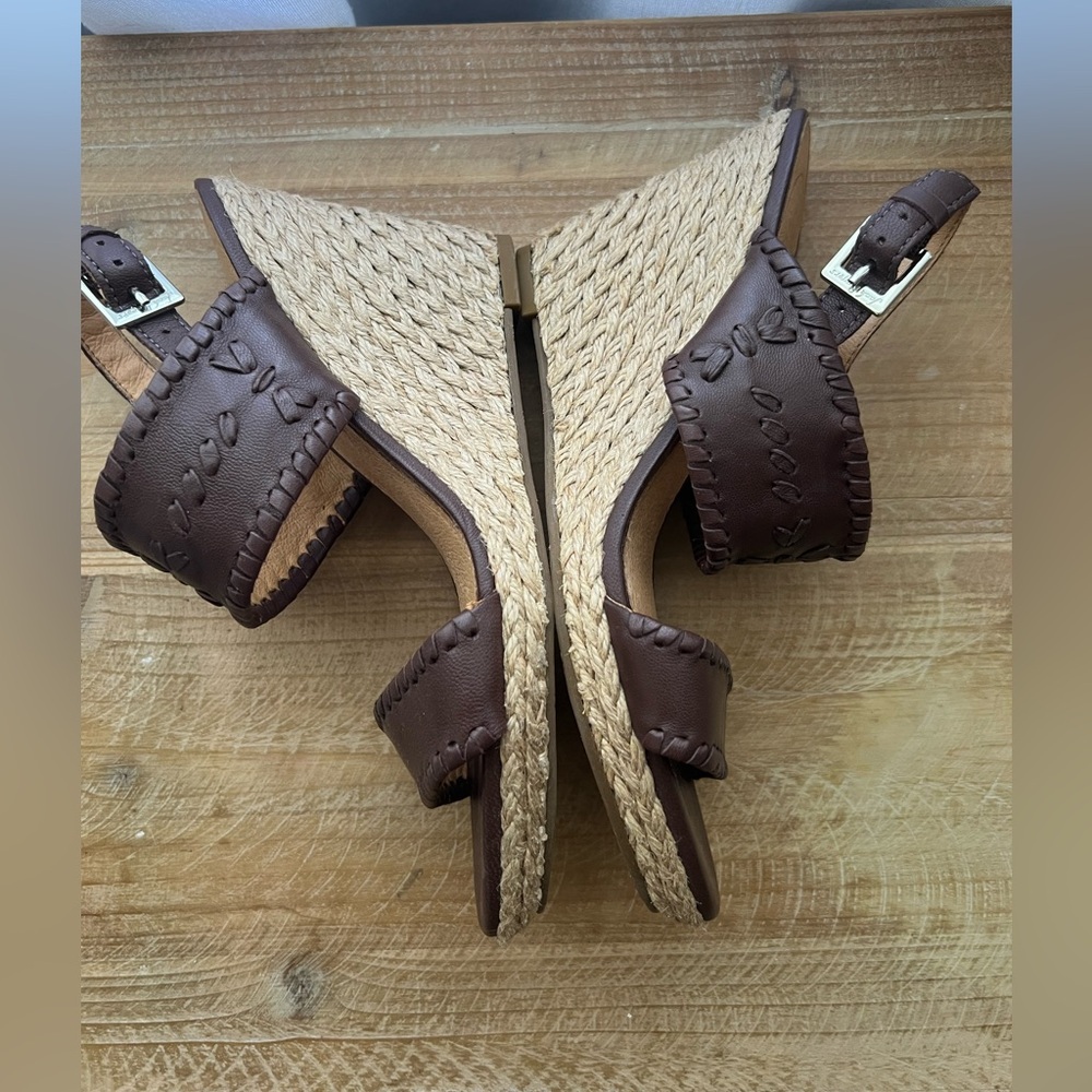 Jack Rogers Vanessa Raffia Heeled Espadrille In Brown Size 6.5 New - Picture 7 of 9